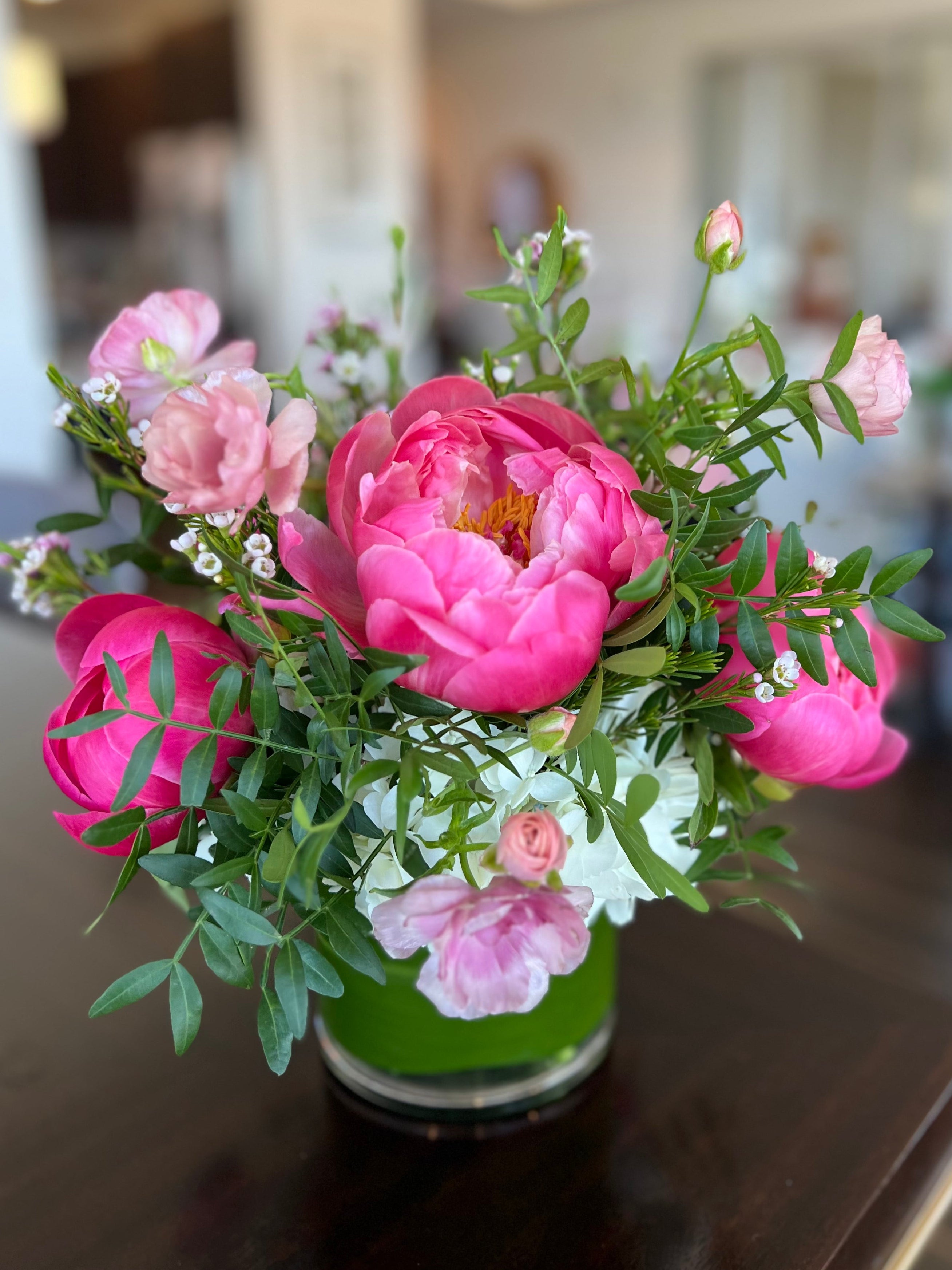 Peony flower arrangement in Plano with delivery.